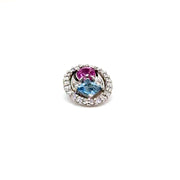 Aquamarine and Pink Sapphire Diamond Halo Pendant