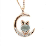 Rabbit on the Moon Aquamarine and Diamond Rose Gold Necklace - ForeverJewels Design Studio 8