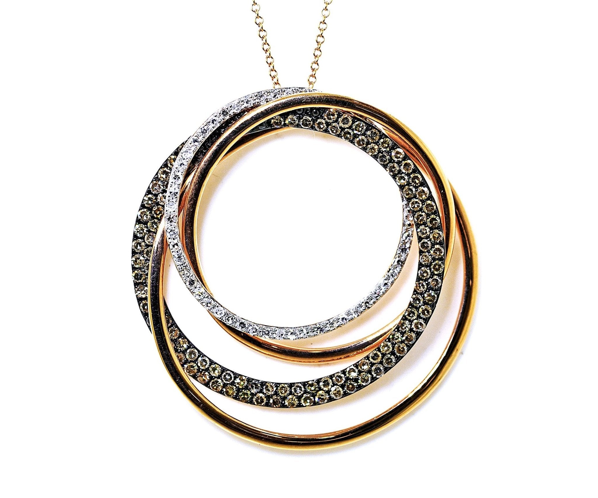 Rose Gold Cognac and White Diamond Circle Pendant - ForeverJewels Design Studio 8