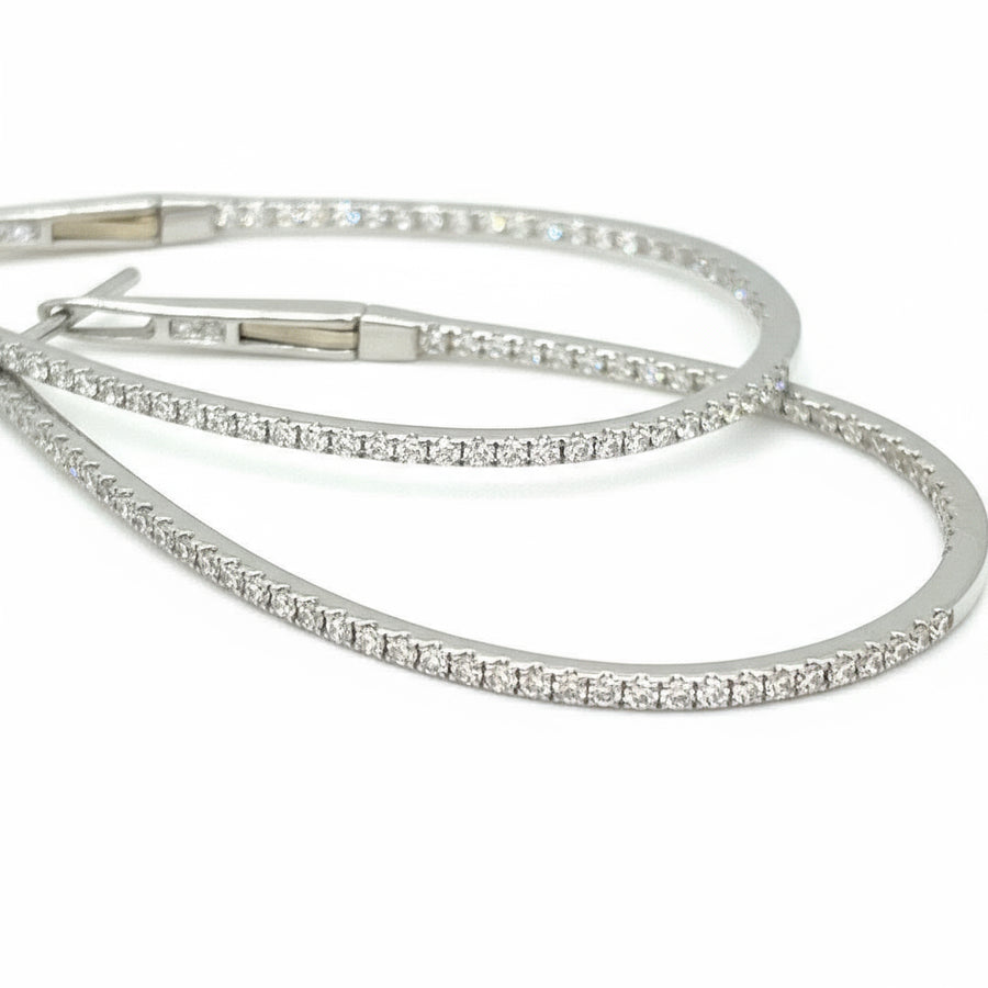 Rose Gold Oval Diamond Hoop Earrings - ForeverJewels Design Studio 8