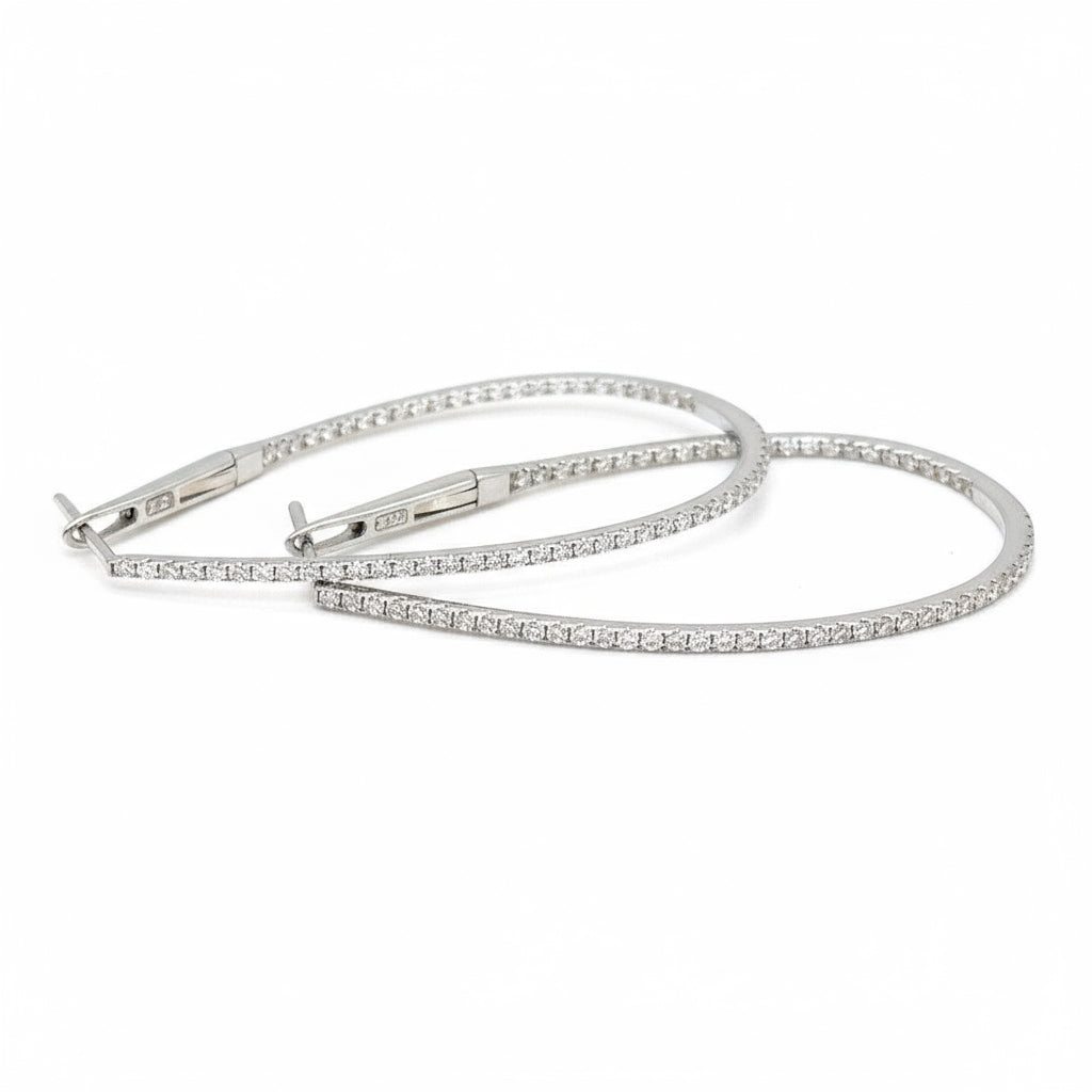 Rose Gold Oval Diamond Hoop Earrings - ForeverJewels Design Studio 8