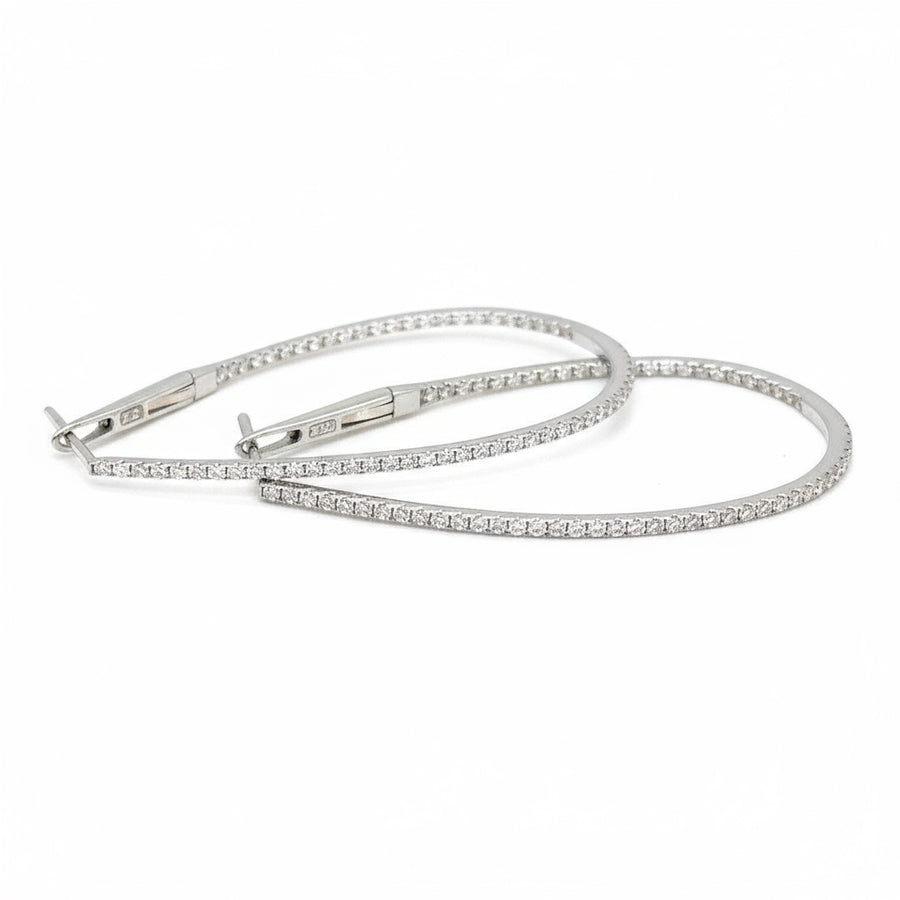 Rose Gold Oval Diamond Hoop Earrings - ForeverJewels Design Studio 8