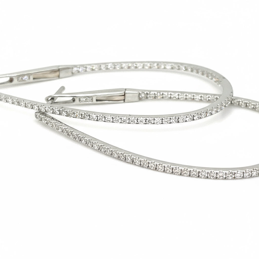 Rose Gold Oval Diamond Hoop Earrings - ForeverJewels Design Studio 8