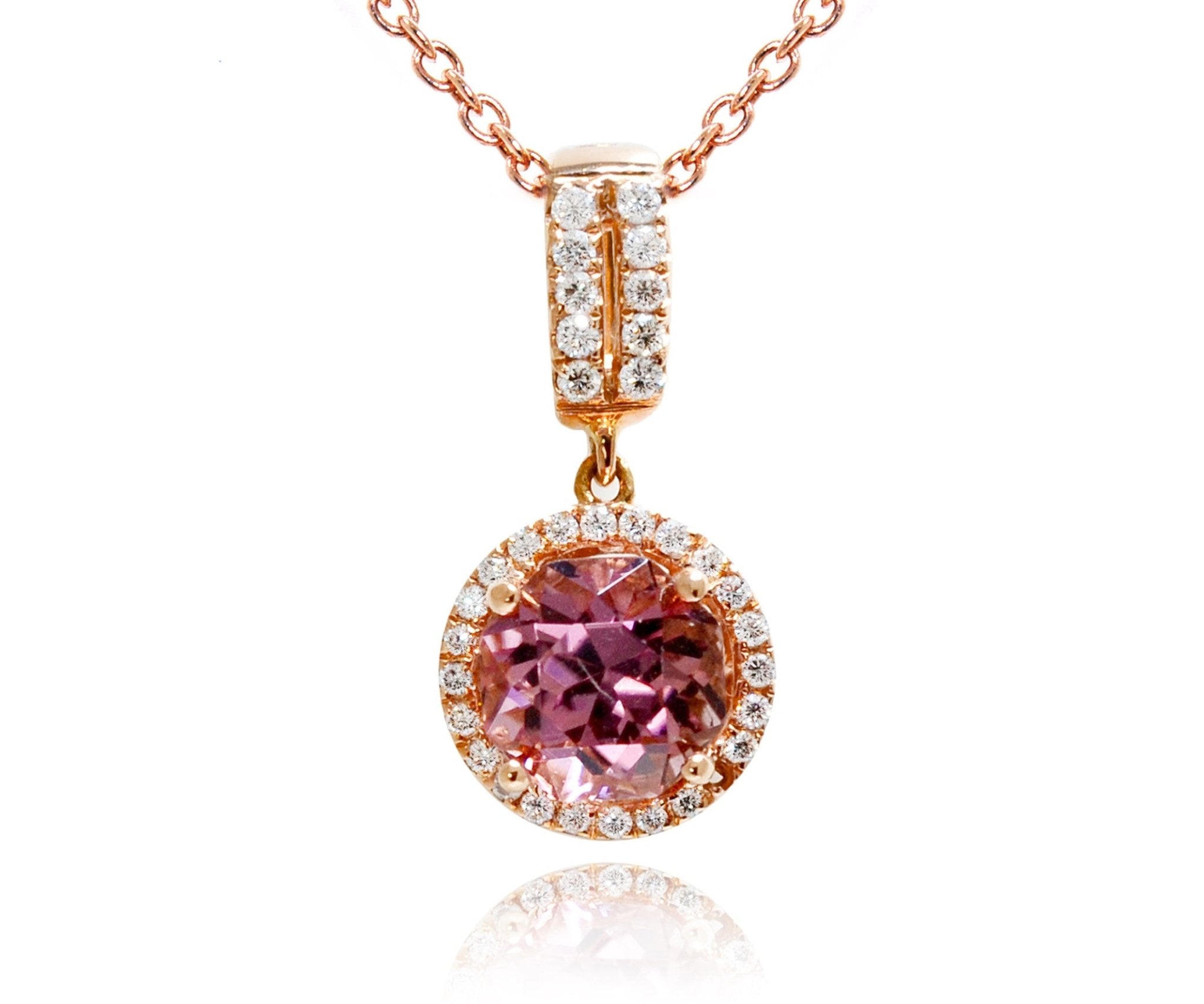 Rose Gold Pink Spinel Pendant with Diamonds - ForeverJewels Design Studio 8