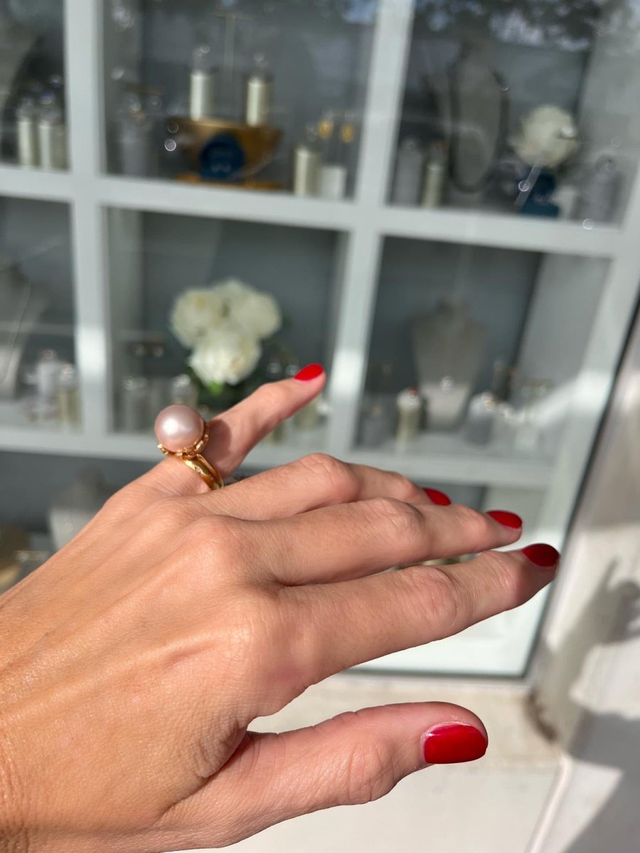 Rose Gold Tahitian Pearl Dress Ring with Diamonds - ForeverJewels Design Studio 8