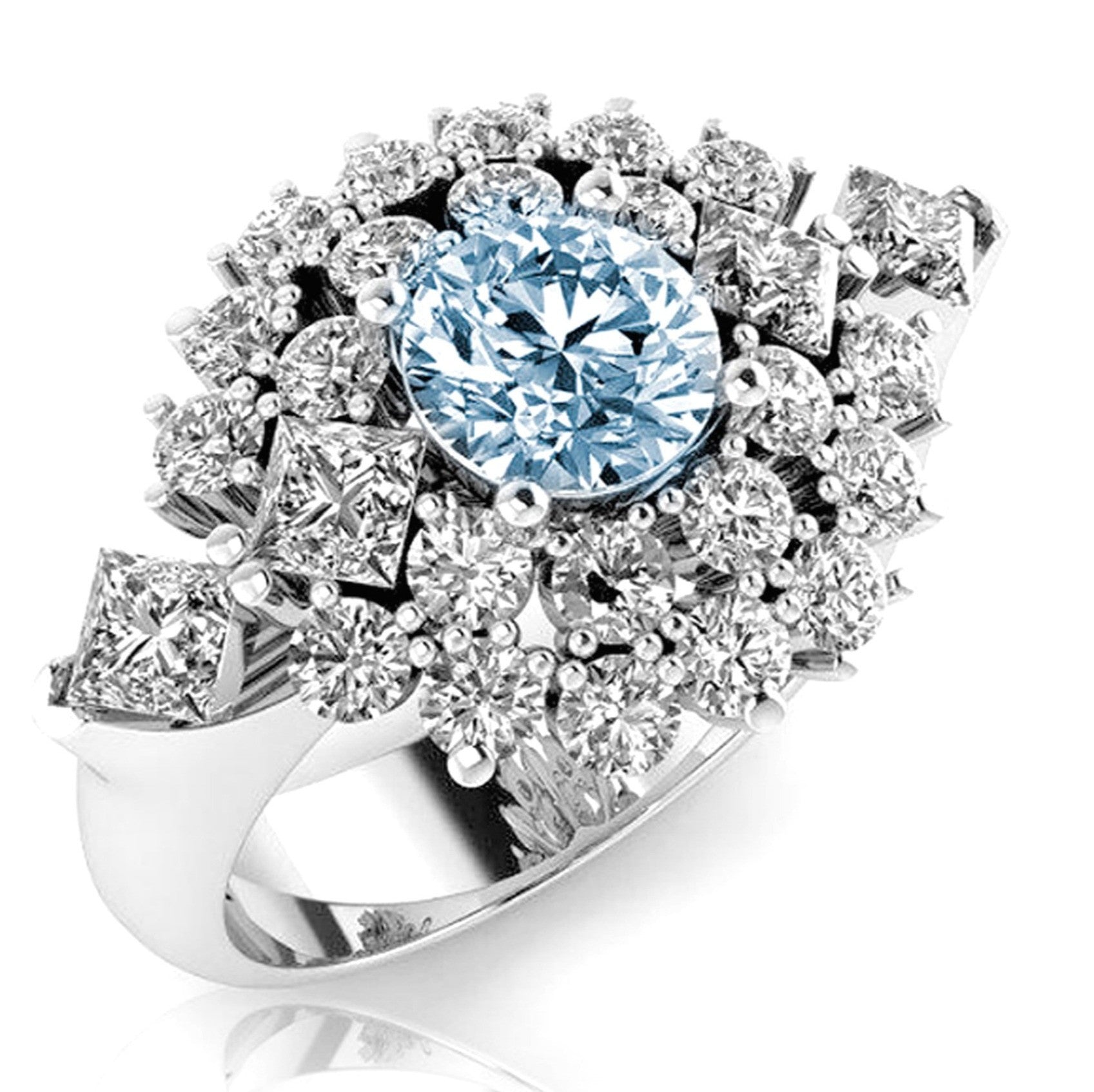 Round Aquamarine Diamond Ring - ForeverJewels Design Studio 8
