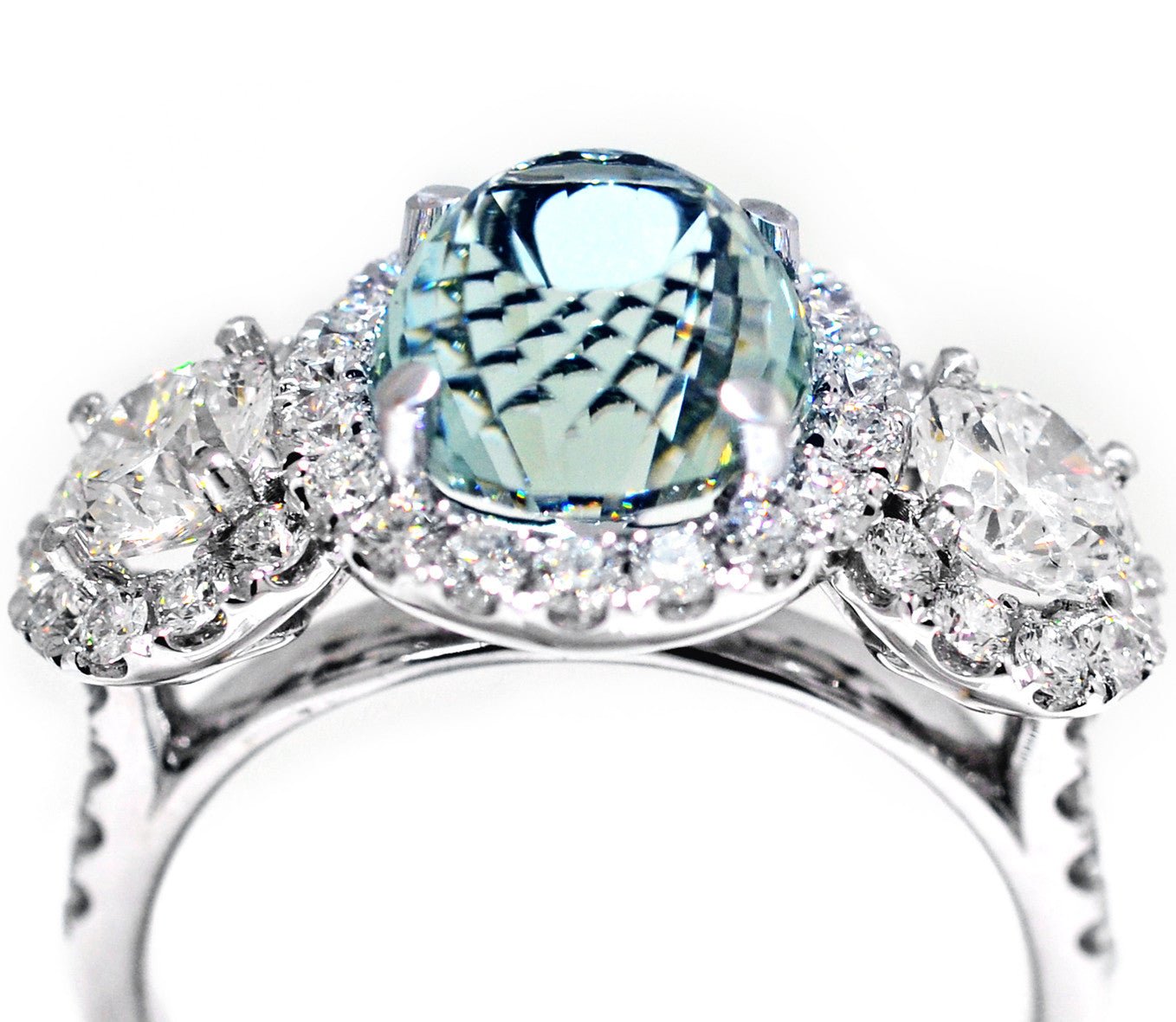 Round Aquamarine Dress Ring with Diamonds - ForeverJewels Design Studio 8