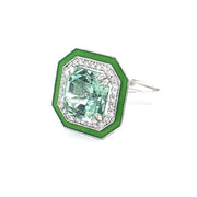 Seafoam Tourmaline and Diamond Halo Enamel Ring - ForeverJewels Design Studio 8