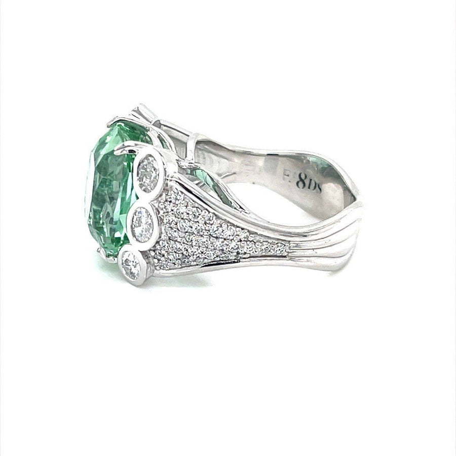 Seafoam Tourmaline and Diamond pave Ring - ForeverJewels Design Studio 8