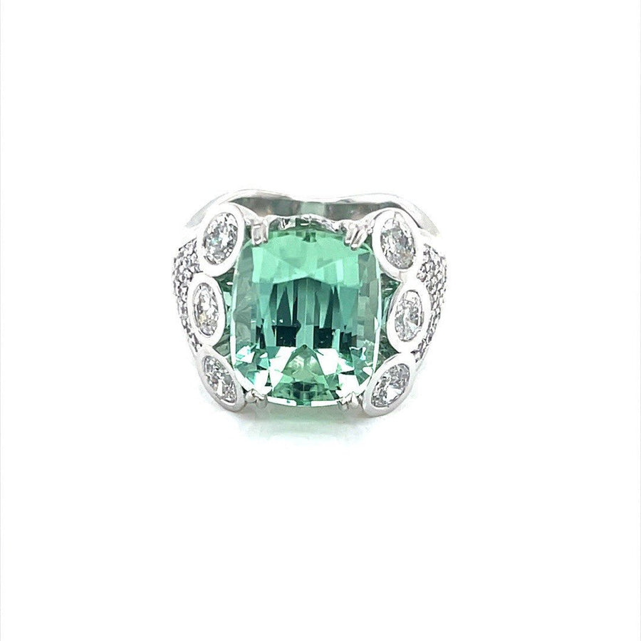 Seafoam Tourmaline and Diamond pave Ring - ForeverJewels Design Studio 8