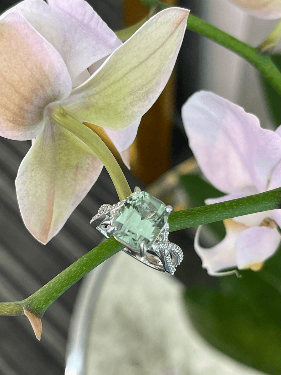 Seafoam Tourmaline and Diamond Ring - ForeverJewels Design Studio 8