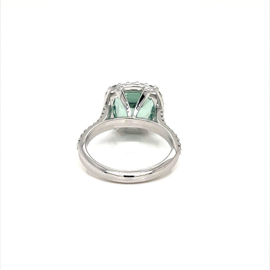 Seafoam Tourmaline Diamond Halo Ring - ForeverJewels Design Studio 8