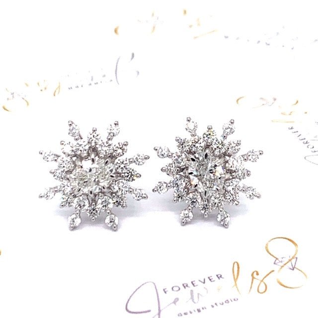 SNOWFLAKE STUDS DIAMOND EARRINGS - ForeverJewels Design Studio 8