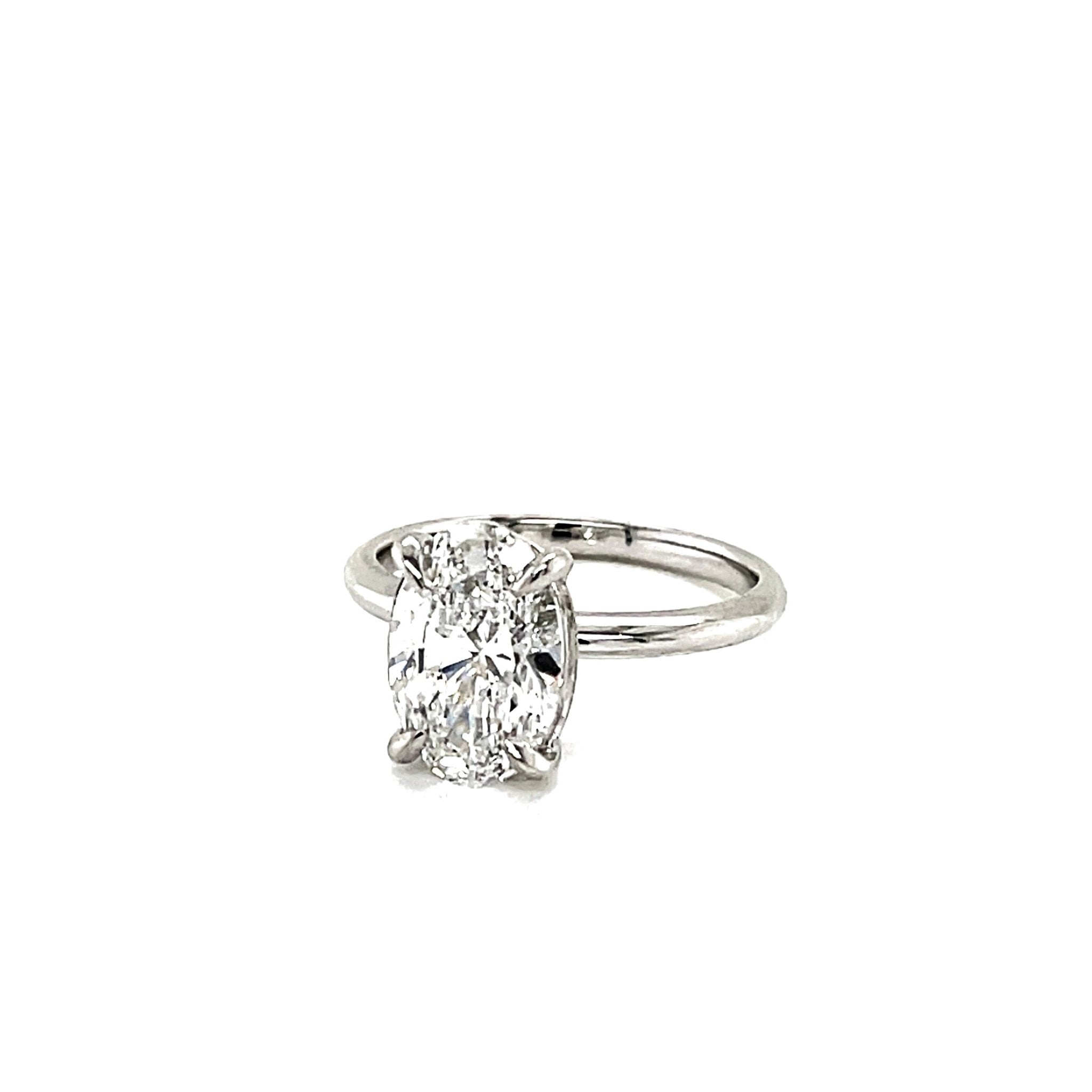 Solitaire lab Oval 2.63ct EVs White Gold Diamond Engagement Ring - ForeverJewels Design Studio 8