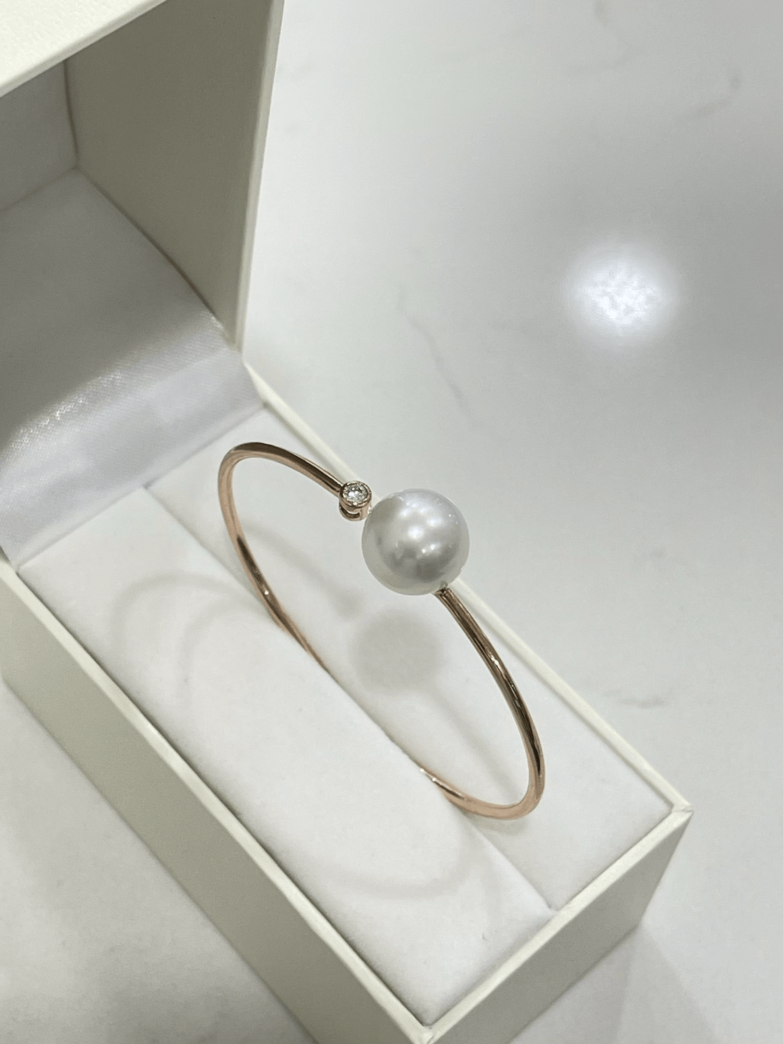 South Sea Pearl and Rose Gold Diamond Bangle - ForeverJewels Design Studio 8