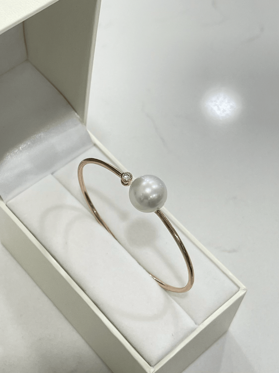 South Sea Pearl and Rose Gold Diamond Bangle - ForeverJewels Design Studio 8