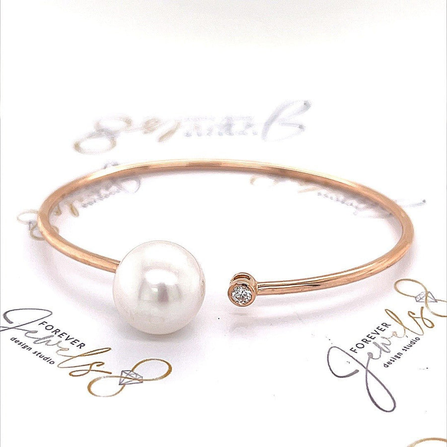 South Sea Pearl and Rose Gold Diamond Bangle - ForeverJewels Design Studio 8