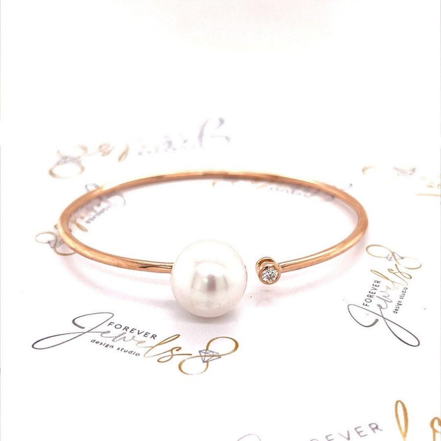 South Sea Pearl and Rose Gold Diamond Bangle - ForeverJewels Design Studio 8