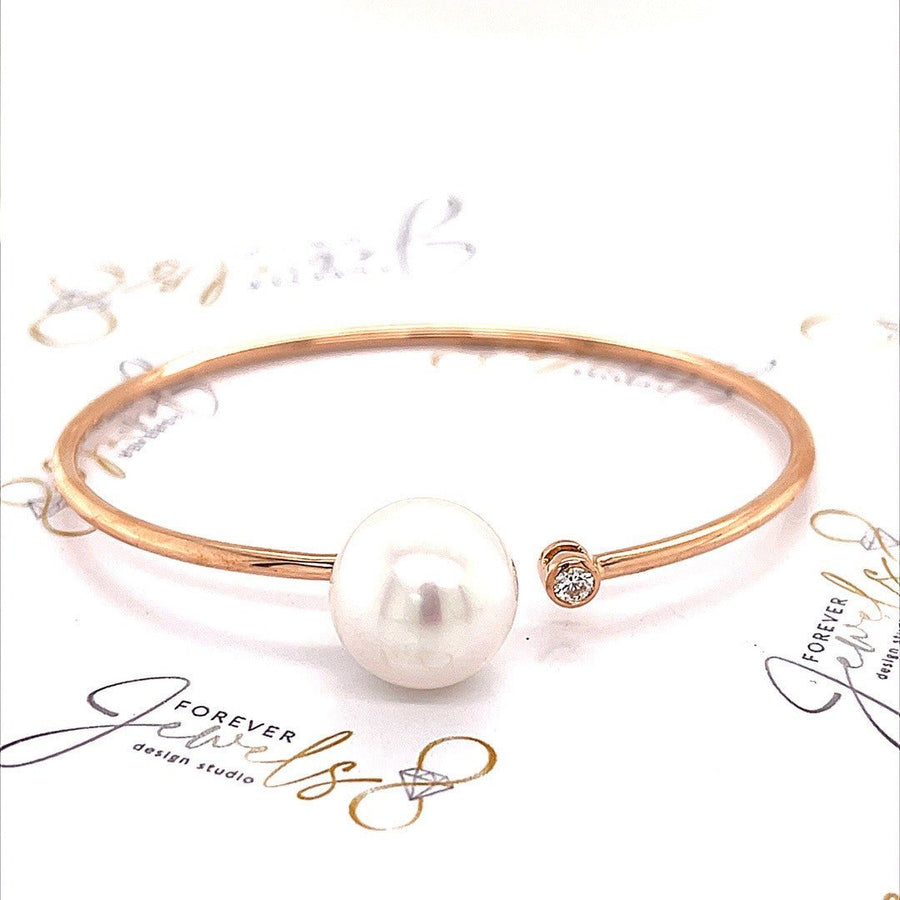 South Sea Pearl and Rose Gold Diamond Bangle - ForeverJewels Design Studio 8