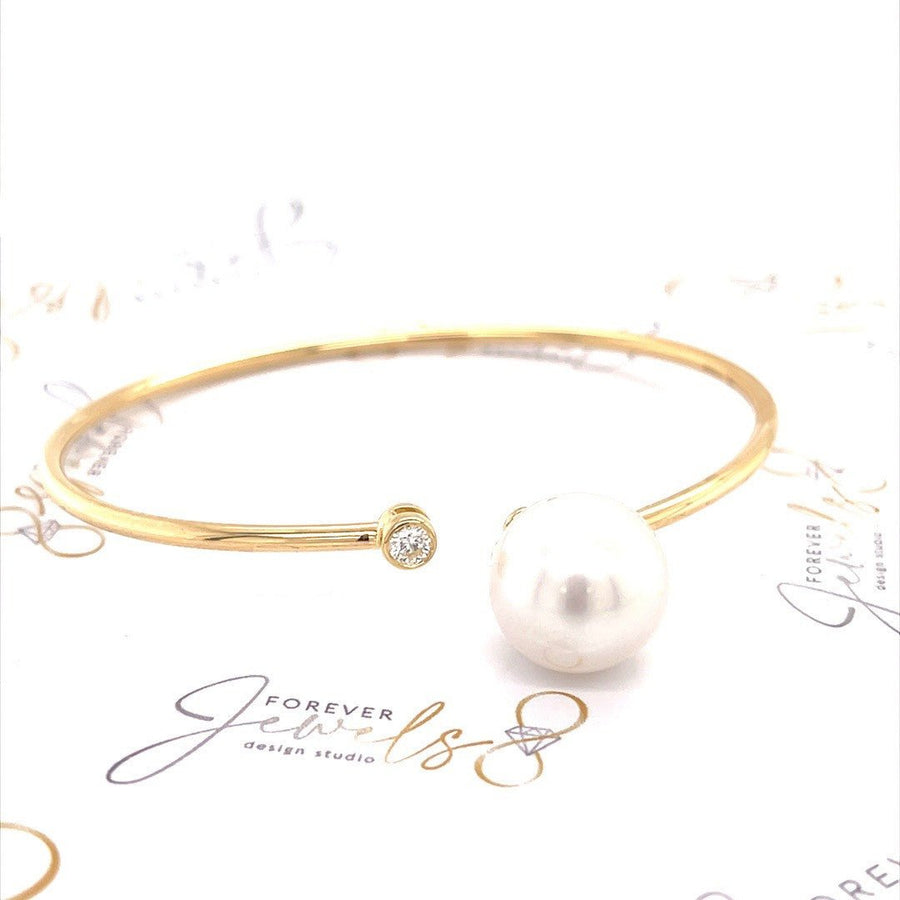 South Sea White Pearl Diamond Bangle - ForeverJewels Design Studio 8