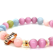 Stretchy Rose gold Cross opal, pink Cats eye Morganite and Jade Bracelet - ForeverJewels Design Studio 8