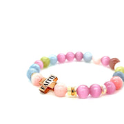 Stretchy Rose gold Cross opal, pink Cats eye Morganite and Jade Bracelet - ForeverJewels Design Studio 8