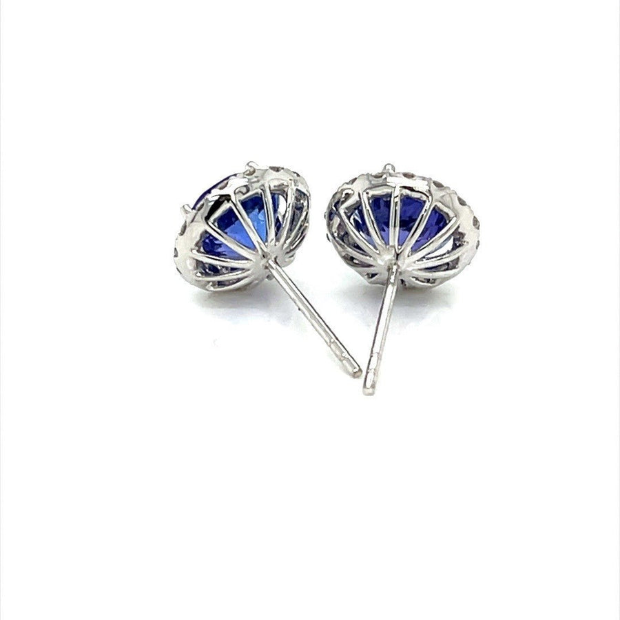 Tanzanite and Diamond Halo Earring Studs - ForeverJewels Design Studio 8