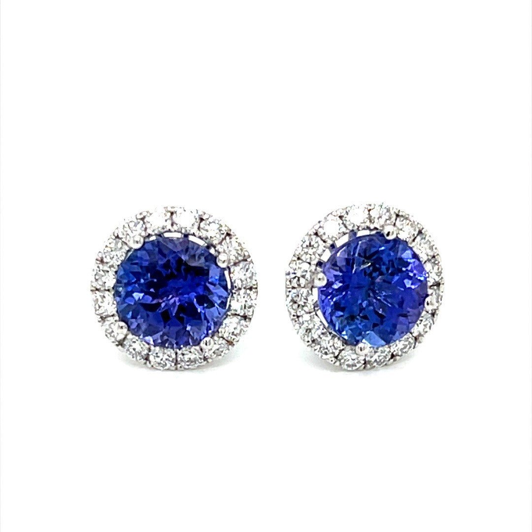 Tanzanite and Diamond Halo Earring Studs - ForeverJewels Design Studio 8