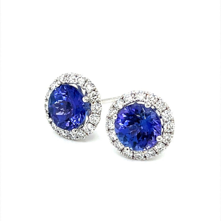 Tanzanite and Diamond Halo Earring Studs - ForeverJewels Design Studio 8