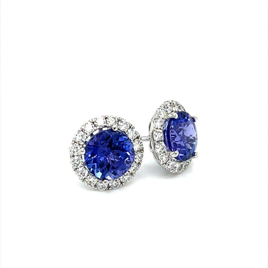 Tanzanite and Diamond Halo Earring Studs - ForeverJewels Design Studio 8