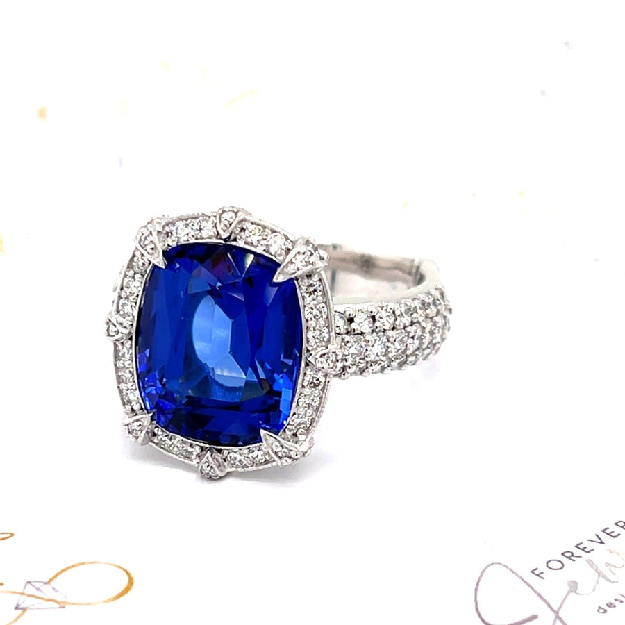 Tanzanite and Diamond Halo Ring - ForeverJewels Design Studio 8