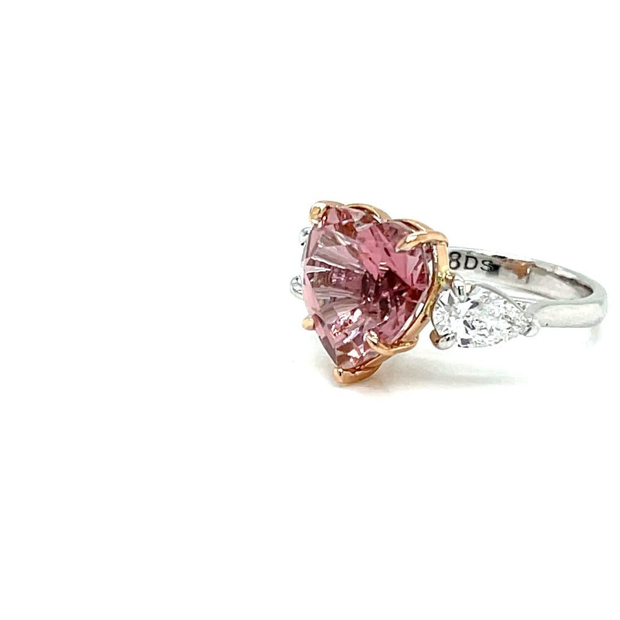Trilogy Heart Pink Tourmaline and Diamond Ring - ForeverJewels Design Studio 8