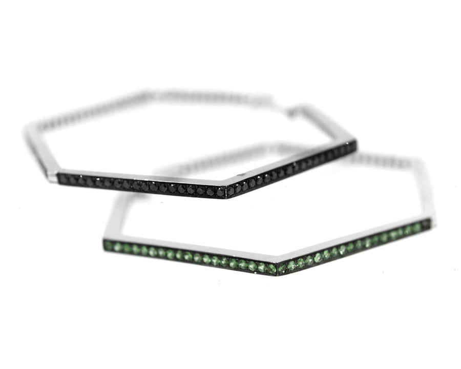 Tsavorites, black diamonds hoop earrings - ForeverJewels Design Studio 8