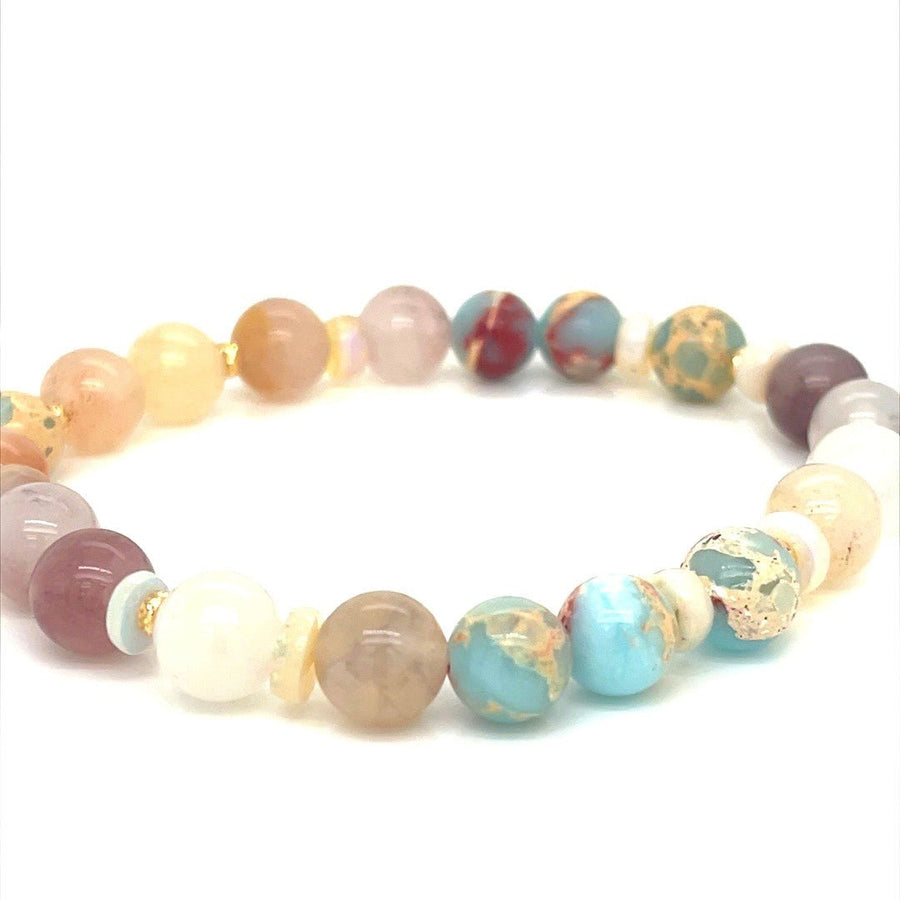 Violet Jade, Coober Pedy Opal & Jasper gold beads Bracelet - ForeverJewels Design Studio 8