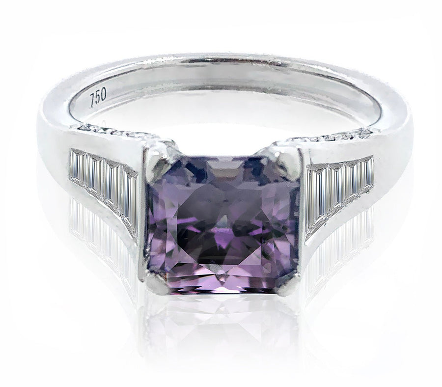 Violet Spinel Dress Ring with Baguette Diamonds - ForeverJewels Design Studio 8