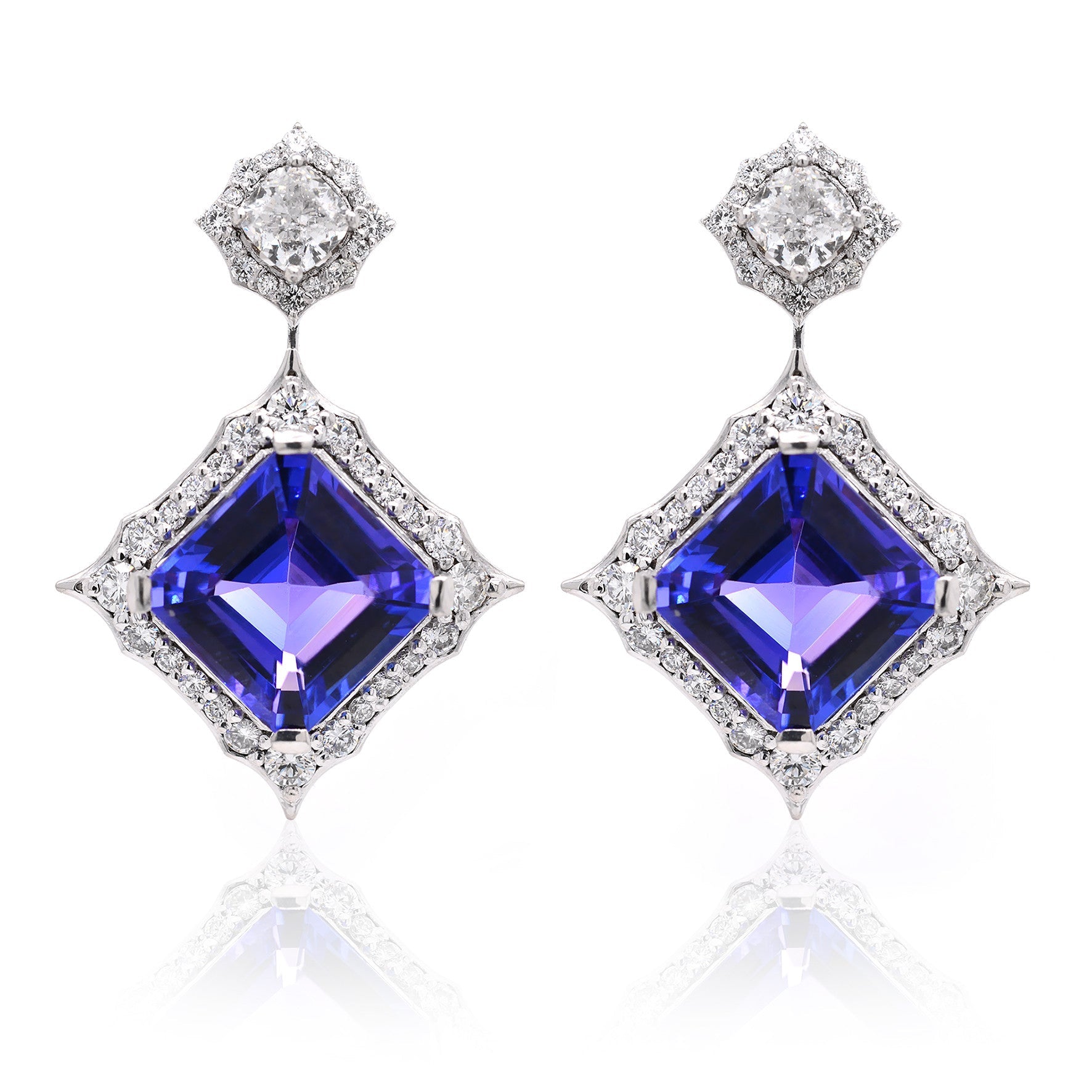 Violet Tanzanite Drop Earrings with Diamonds - ForeverJewels Design Studio 8