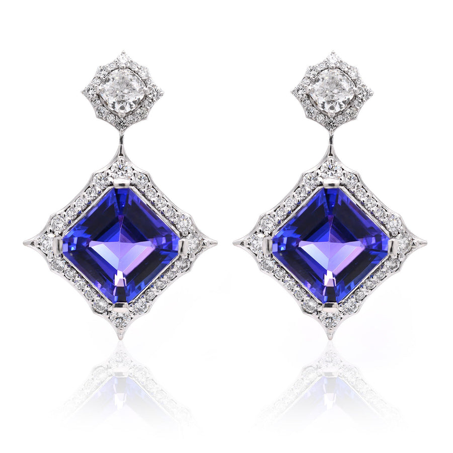 Violet Tanzanite Drop Earrings with Diamonds - ForeverJewels Design Studio 8