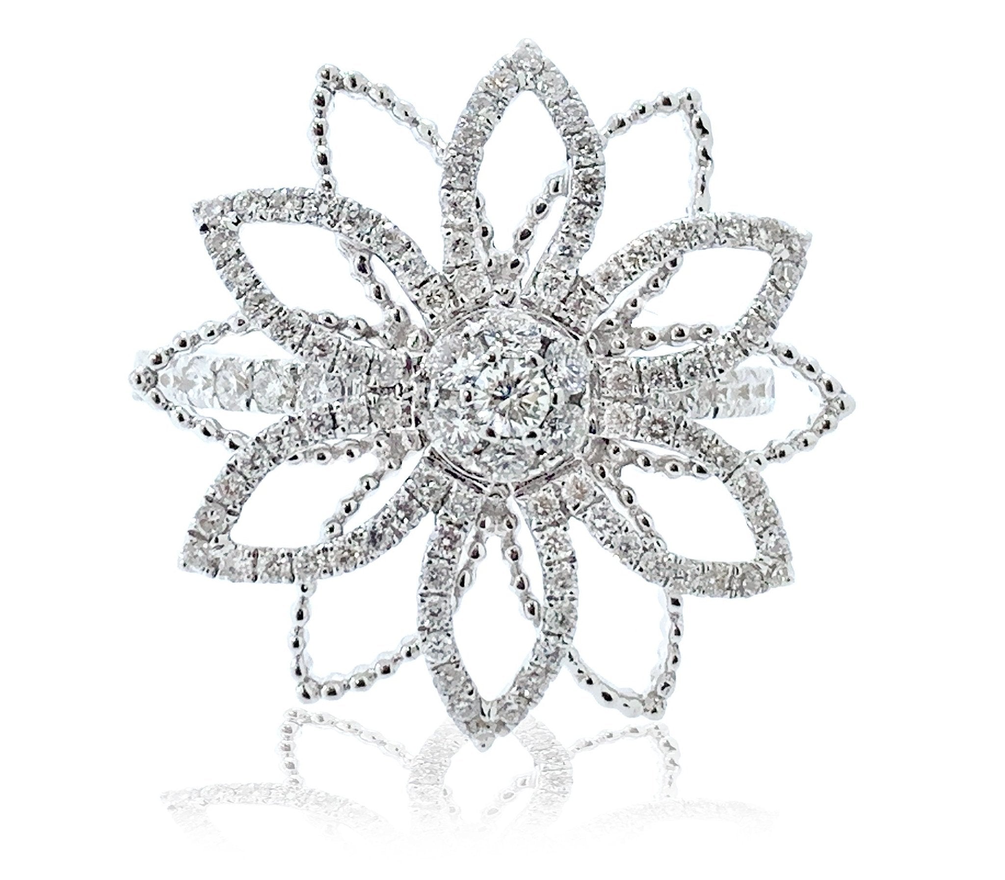 White Gold Diamond Flower Ring - ForeverJewels Design Studio 8