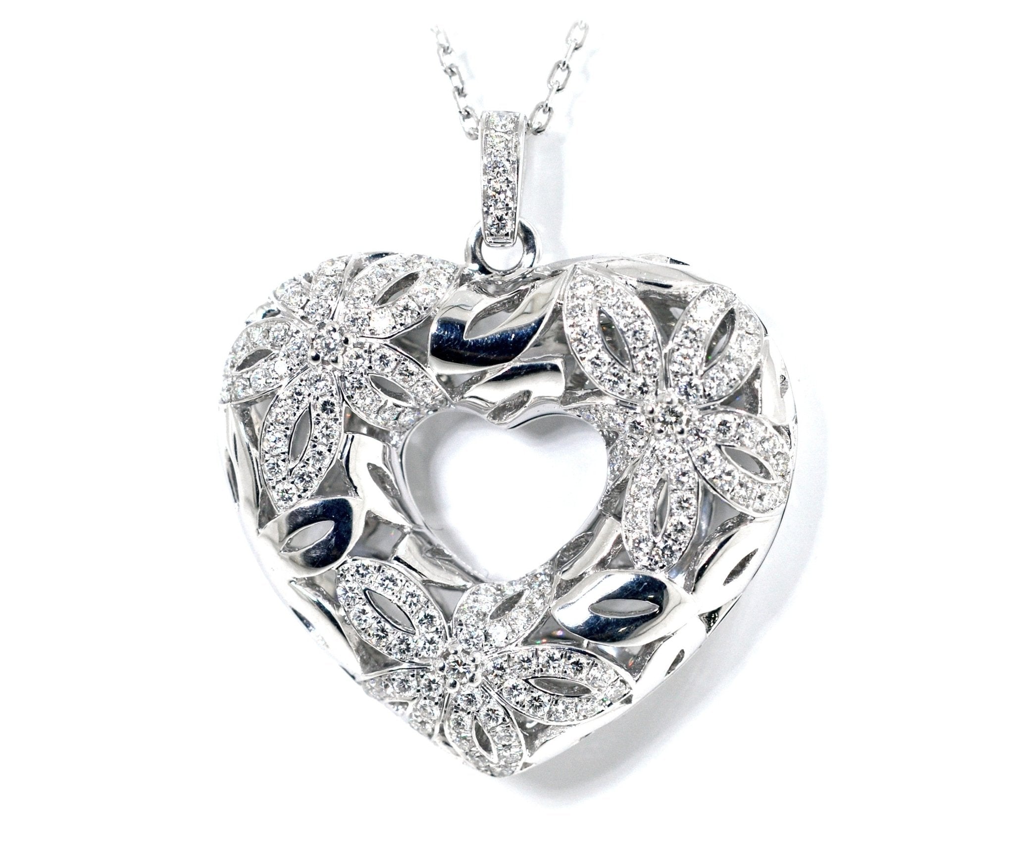 White Gold Heart Shaped Diamond Pendant - ForeverJewels Design Studio 8