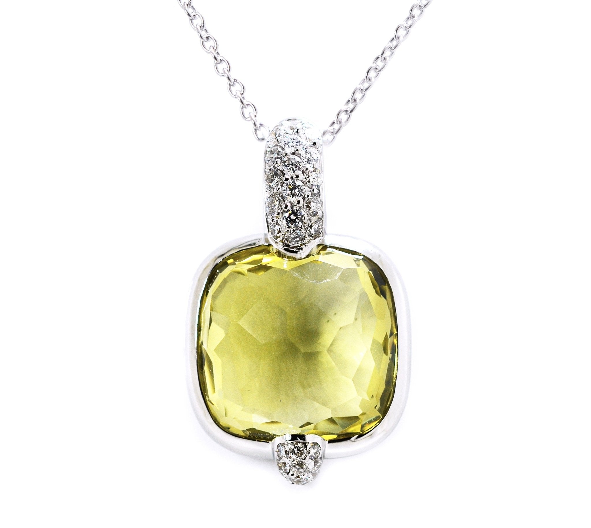 White Gold Lemon Quartz Diamond Pendant - ForeverJewels Design Studio 8