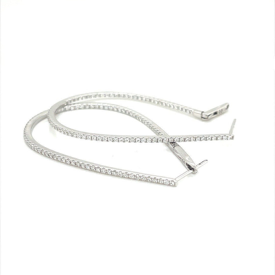 White gold Oval Diamond Hoop Earrings - ForeverJewels Design Studio 8