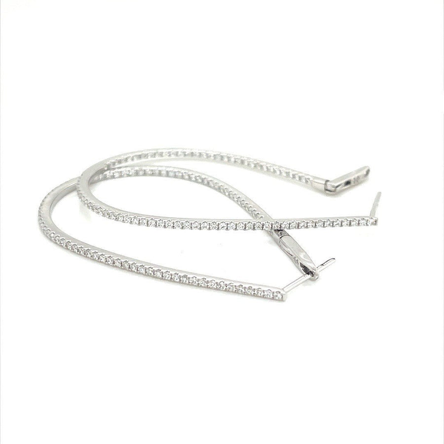 White gold Oval Diamond Hoop Earrings - ForeverJewels Design Studio 8