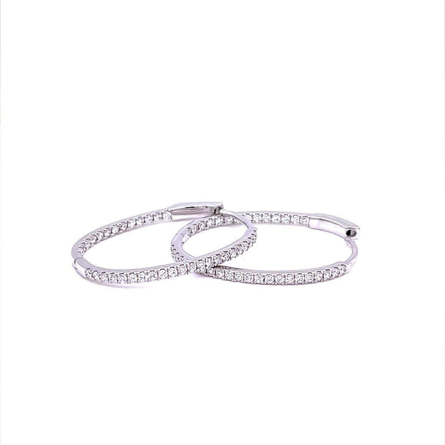 White Gold Oval Shaped Diamond Hoop Earrings - ForeverJewels Design Studio 8