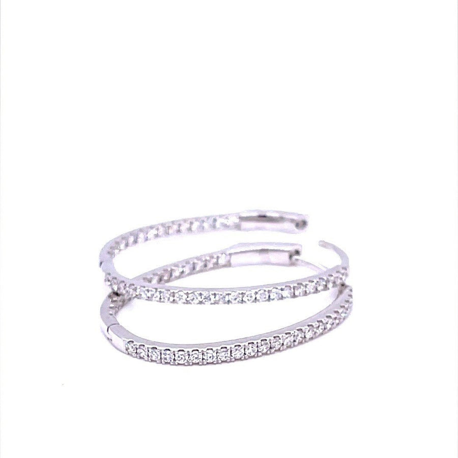 White Gold Oval Shaped Diamond Hoop Earrings - ForeverJewels Design Studio 8