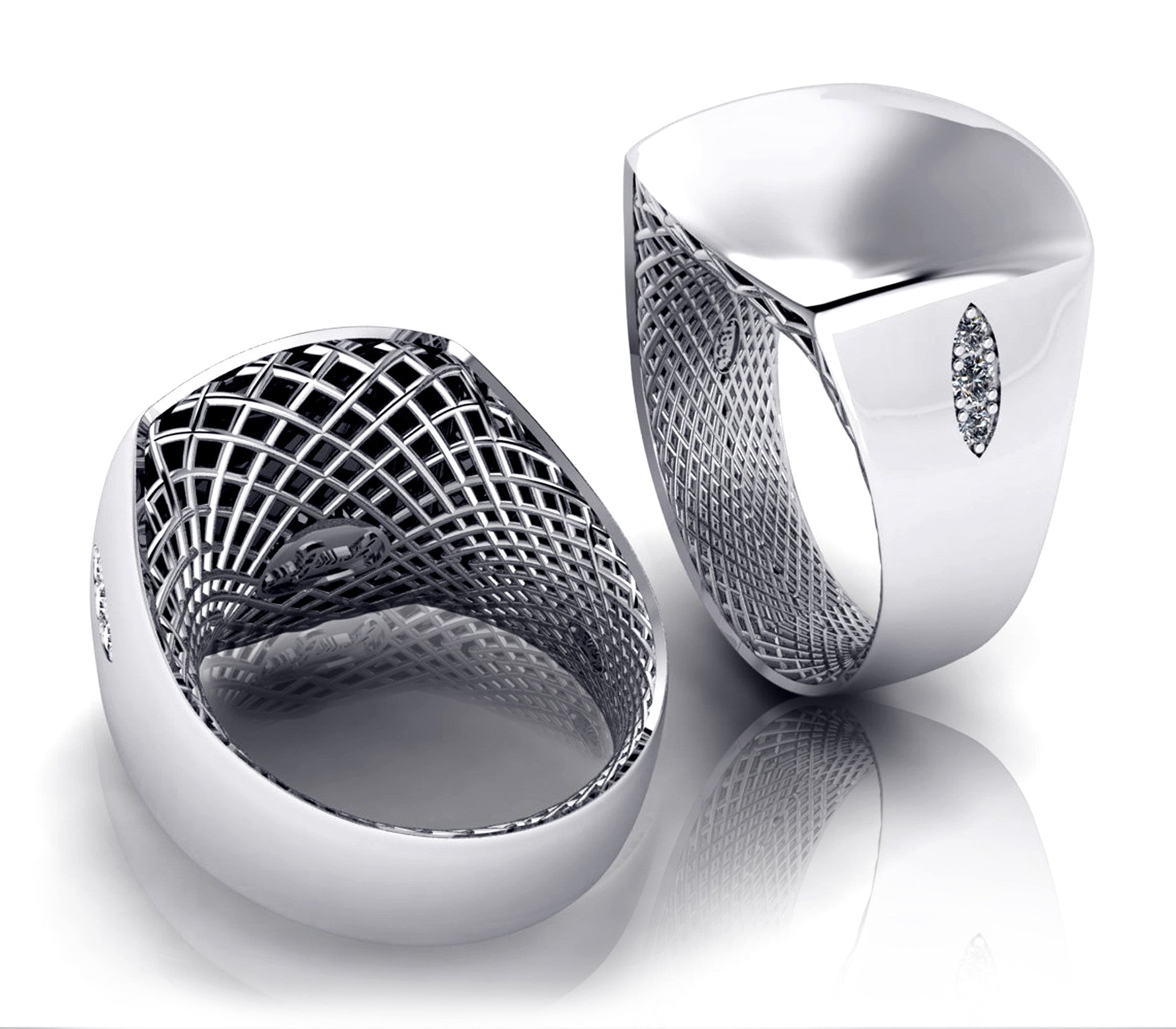 White Gold SIgnet RIng with Diamonds - ForeverJewels Design Studio 8