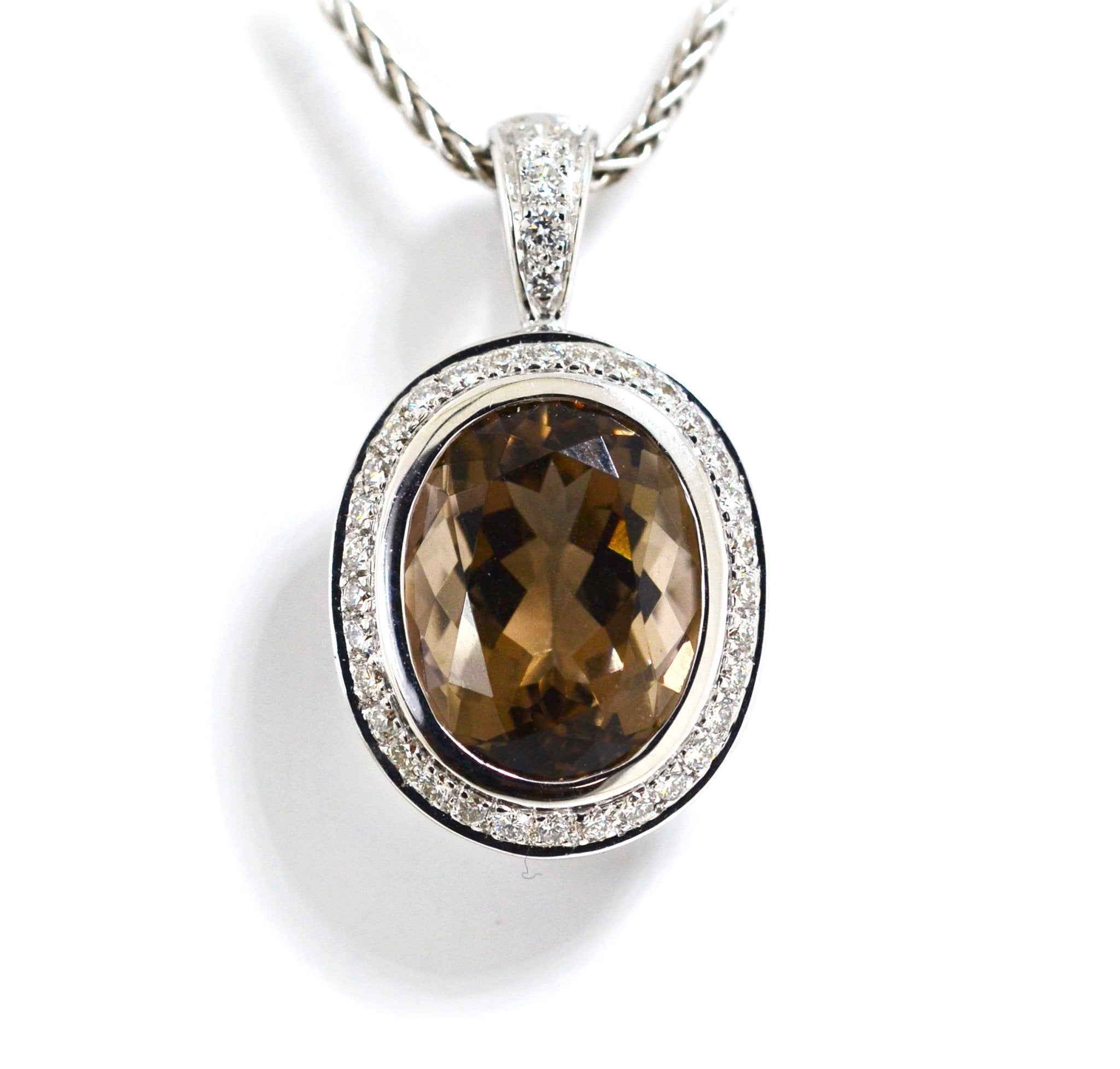 White Gold Smokey Quartz Diamond Necklace - ForeverJewels Design Studio 8