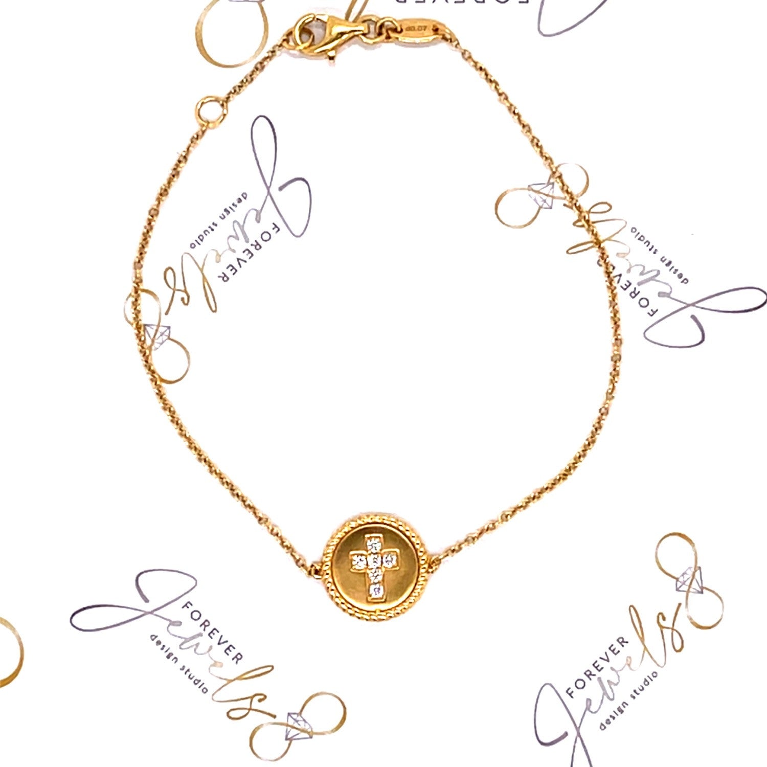 Yellow Gold diamond cross bracelet - ForeverJewels Design Studio 8