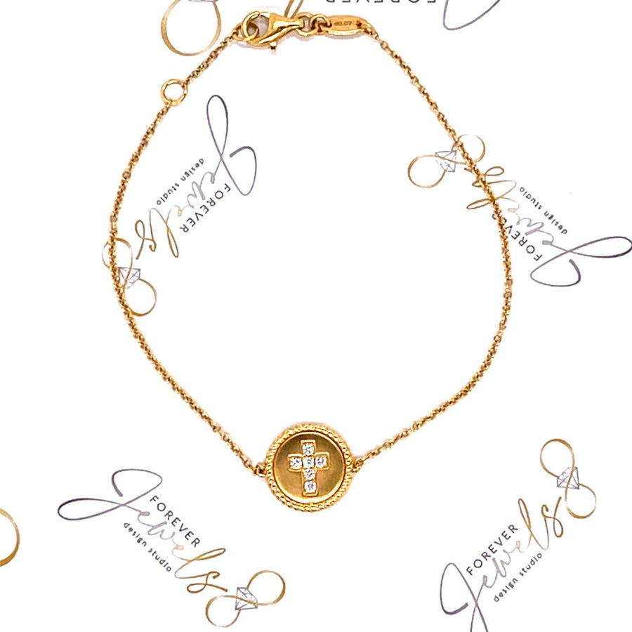 Yellow Gold diamond cross bracelet - ForeverJewels Design Studio 8