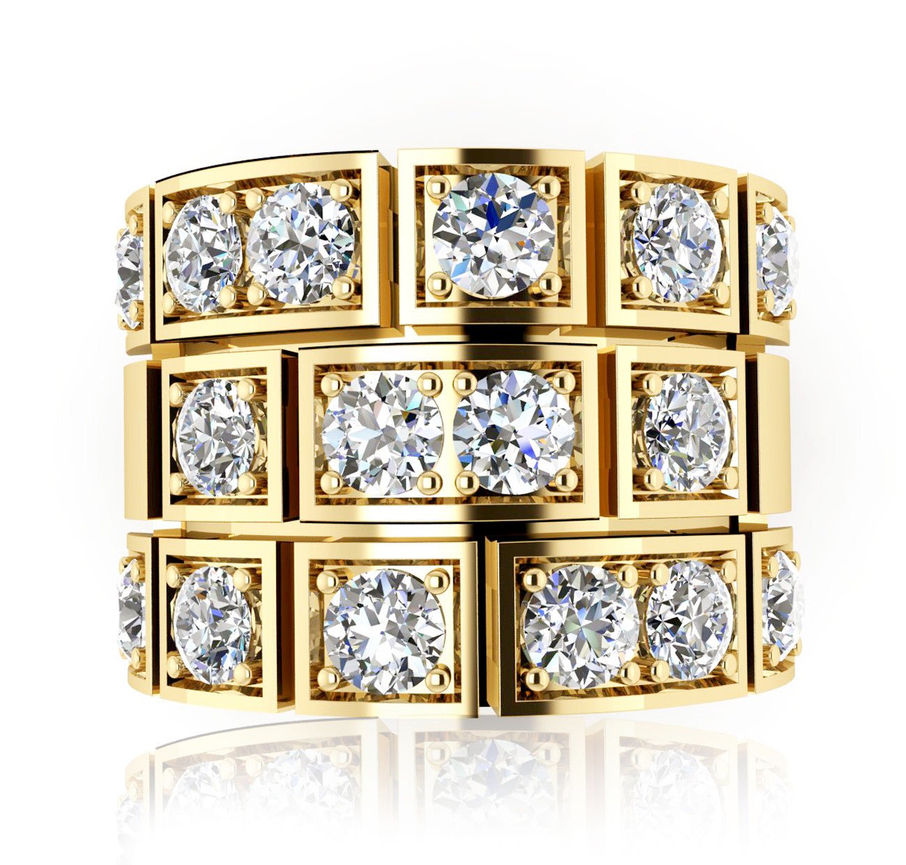 Yellow Gold Dress Ring set with Round Diamonds - ForeverJewels Design Studio 8