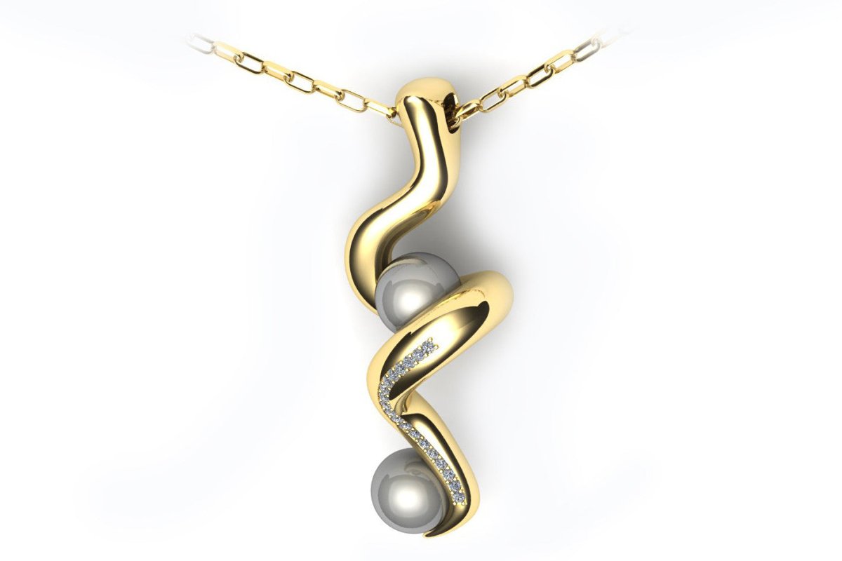 Yellow gold pendant with black Tahitian South Sea pearls - ForeverJewels Design Studio 8